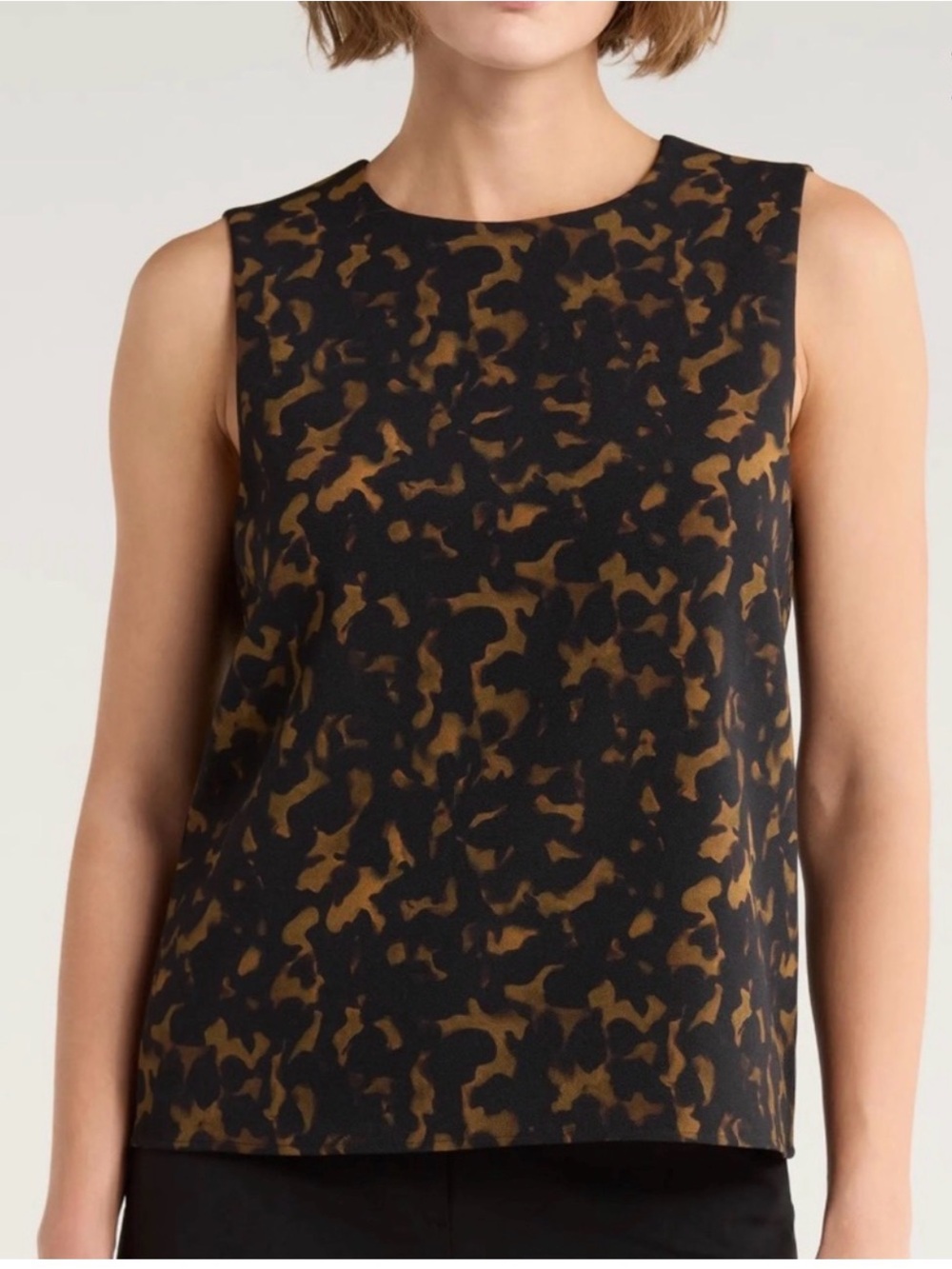 Theory Black & Brown Animal-Print Sleeveless Camisole